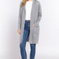 ACTIVE BASIC Open Front Rib Trim Long Sleeve Knit Cardigan