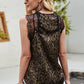 Leopard Spliced Lace Scalloped Tank