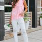 Floral Tie Neck Ruffled Sleeveless Top