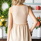 Decorative Button V-Neck Waffle-Knit Babydoll Tank