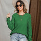 Openwork Round Neck Raglan Sleeve Sweater