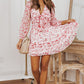 Floral Deep V Flounce Sleeve Mini Dress