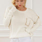 Exposed Seam Round Neck Long Sleeve Sweater