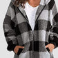 Plaid Zip Up Hooded Jacket with Pockets