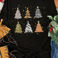 Christmas Tree Graphic Round Neck Long Sleeve T-Shirt