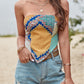 Printed Tie Back Pointed Hem Top