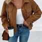 Collared Neck Button Front Jacket with Pockets
