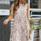Leopard Round Neck Tiered Sleeveless Mini Dress