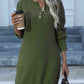Buttoned Round Neck Long Sleeve Sweater Dress