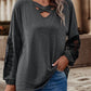 Crisscross V-Neck Lace Detail T-Shirt