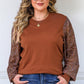 Plus Size Printed Dropped Shoulder Round Neck Blouse