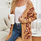 Leopard Open Front Dropped Shoulder Cardigan