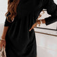Ruched Round Neck Long Sleeve Dress
