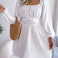 Tied Square Neck Balloon Sleeve Dress