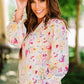 Floral Ruffle Shoulder Tie Neck Top