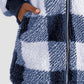Plaid Zip Up Hooded Jacket with Pockets