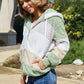 Striped Zip Up Drawstring Hooded Jacket