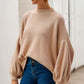 Round Neck Dropped Shoulder Lantern Sleeve Sweater