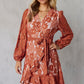 Pompom Trim Puff Sleeve Belted Lace Dress