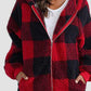 Plaid Zip Up Hooded Jacket with Pockets