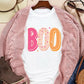 Round Neck Short Sleeve BOO Graphic T-Shirt