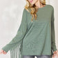 Celeste Full Size Fringe Detail Long Sleeve Top