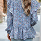 Ruffle Collar Long Sleeve Peplum Top