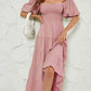 Smocked Square Neck Tiered Dress