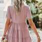 Contrast Short Sleeve Tiered Blouse