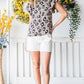 Animal Print Puff Sleeve Round Neck Blouse