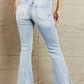 BAYEAS Mid Rise Distressed Flare Jeans