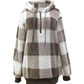 Plaid Half Zip Drawstring Hoodie