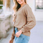 Button Down V-Neck Waffle Knit Shirt