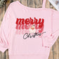 MERRY CHRISTMAS Graphic Asymmetrical Neck Top
