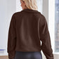 Half Zip Collared Neck Long Sleeve Sweatshirt