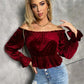 Off-Shoulder Flounce Sleeve Blouse
