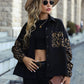 Leopard Print Buttoned Dropped Shoulder Jacket