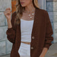 V-Neck Button-Down Dropped Shoulder Cardigan
