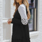 Frill Striped Leopard Round Neck Mini Dress