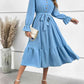 Swiss Dot Tie Front Ruffle Hem Dress