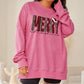 Plus Size MERRY CHRISTMAS Round Neck Slit Sweatshirt