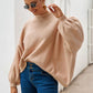 Round Neck Dropped Shoulder Lantern Sleeve Sweater