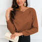 Surplice Neck Long Sleeve Satin Blouse