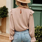 Ruffled Round Neck Long Sleeve Top