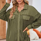 Button Up Long Sleeve Jacket with Pockets