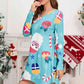 Christmas Element V-Neck Long Sleeve Mini Dress