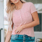 Textured Breast Pocket Buttoned Tee Shirt