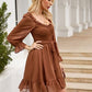 Tie Front Ruffle Hem Smocked Dress