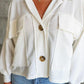 Ribbed Collared Neck Button Up Jacket