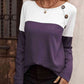 Contrast Round Neck Long Sleeve T-Shirt